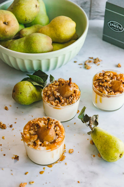 Autumn Leaves Poached Pear Cheesecakes